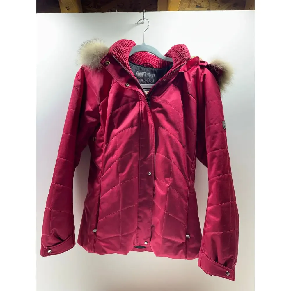 Metropolis Legacy Couloir Women’s Ski Parka Sz 10 Red Faux Fur Hood Full Zip